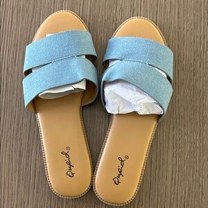 Qupid Light Blue Denim Women's Sandals
